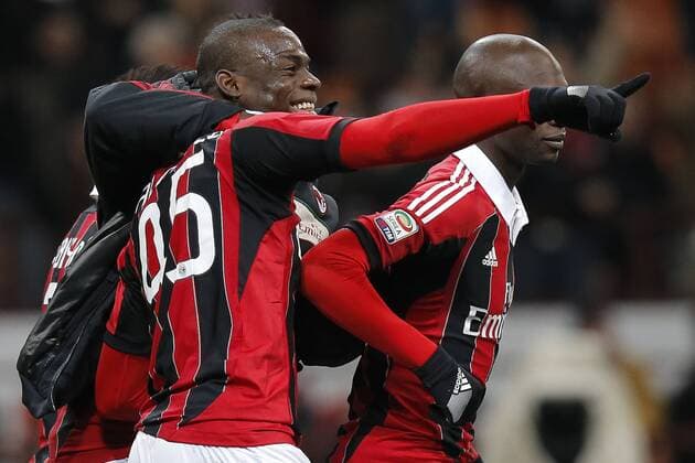 Mario Balotelli Milan, Goal Celebration, Milano 3 2 2013 .Stadio S.Siro . Football Calcio 2012 2013 Serie A. AC Milan - Udinese Calcio. MarcoxBertorello