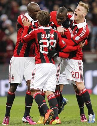 Mario Balotelli Milan, Goal Celebration, Milano 3 2 2013 .Stadio S.Siro . Football Calcio 2012 2013 Serie A. AC Milan - Udinese Calcio. MarcoxBertorello