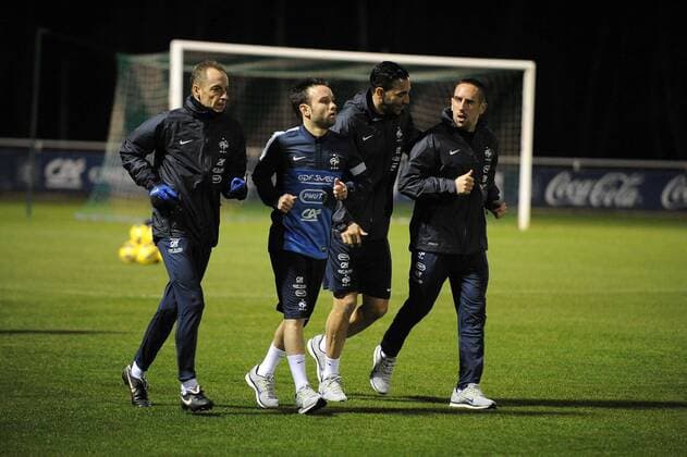 Mathieu Valbuena - Adil Rami - Franck Ribery Training Nationalteam Frankreich NLeGouicxFEPxPanoramic 