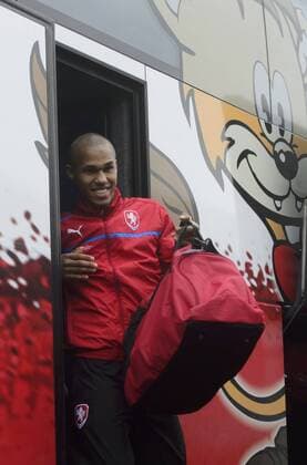 Player of Czech Republic soccer team Theodor Gebre Selassie gets off the bus at Prague s Vaclav Havel Airport in Prague, Czech Republic, February 5, 2013 to leave for Turkey. Czech team is to play friendly match there. (CTKxPhoto MichalxKamaryt) CTKPhotoP201302050274701  kmt 6 K