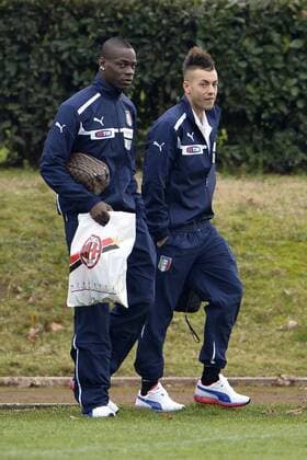 Mario Balotelli, Stephan El Shaarawy.05 02 2013 Coverciano. Training Fussball-Nationammannschaft Italien. . alfredoxfalcone