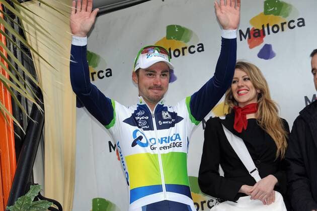 Leigh HOWARD ( AUS Orica - GreenEdge ) gewinnt seinen zweiten Tagesabschnitt bei der Challenge a Mallorca - Podium - Jubel - Freude - Emotionen - Aktion - quer - Event: Mallorca Rundfahrt - Mallorca Challenge - Iberostar Challenge Ciclista Mallorca 2013 - Trofeo Alcudia - Playa de Muro Location: Mallorca - Spanien - Europa - Datum: 06.02.2013