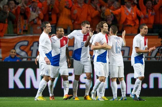 (L-R) Robin van Persie of Holland, Jeremain Lens of Holland, Kevin Strootman of Holland, Daley Blind of Holland, Adam Maher of Holland during the International Friendly Match between The Netherlands and Italy at the Amsterdam Arena on february 2, 2013 in Amsterdam, The Netherlands Netherlands v Italy Friendly match 2012 2013 xVIxVI-images KarelxDelvoyexIVx 1376068