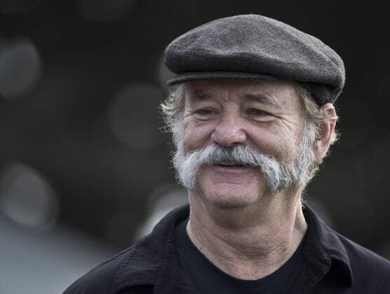 Actor Bill Murray banters with the crowd on the sixth green at the Monterey Peninsula Country Club in the AT&T National Pro Am in Pebble Beach, California on February 7, 2013.  SXP20130200715