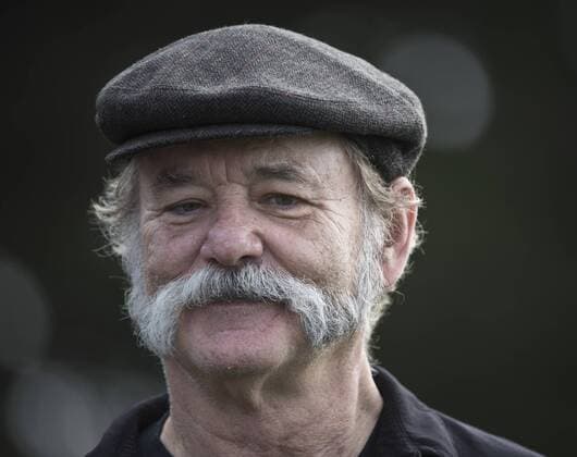 Actor Bill Murray banters with the crowd on the sixth green at the Monterey Peninsula Country Club in the AT&T National Pro Am in Pebble Beach, California on February 7, 2013.  SXP20130200716