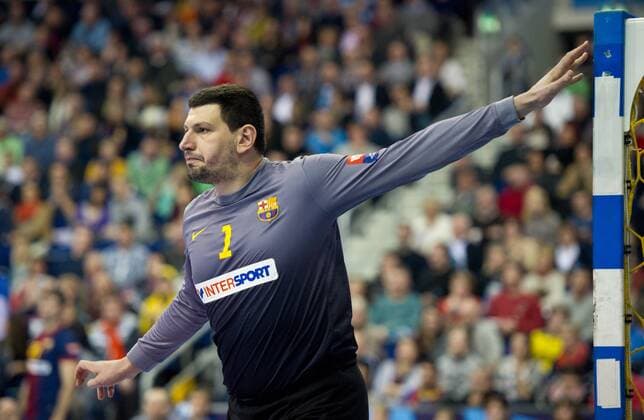 Torhüter Arpad STERBIK (BAR) Handball EHF Champions League Saison 2012 2013, Gruppenspiel: Füchse Berlin - FC Barcelona in Berlin, Deutschland am 10.02.2013,
