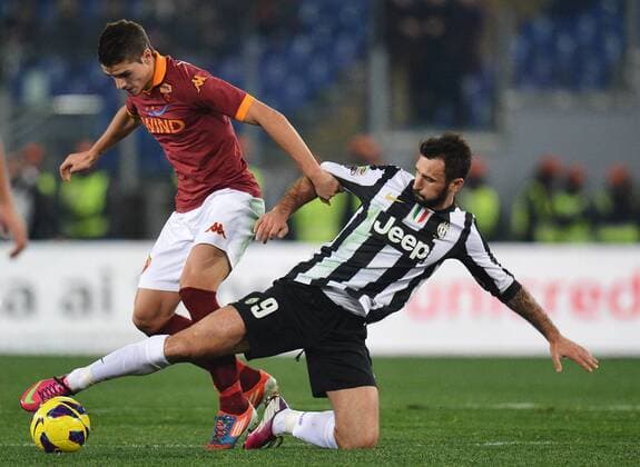 Erik Lamela Roma, Mirko Vucinic Juventus Roma 16 02 2013 Stadio Olimpico. Football 2012 2013 Serie A. AS Rom - Juventus Turin. andreaxstaccioli