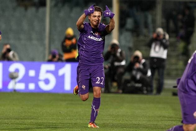 Jubel Adem Ljajic Fiorentina goal celebration Firenze 17 02 2013 Stadio Franchi Football Calcio Serie A 2012 13 Fiorentina v Inter PaoloxNucci