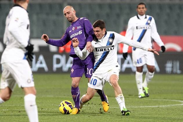 Borja Valero Fiorentina Mateo Kovacic Inter.Firenze 17 02 2013 Stadio Franchi .Football Calcio Serie A 2012 13.Fiorentina v Inter. PaoloxNucci