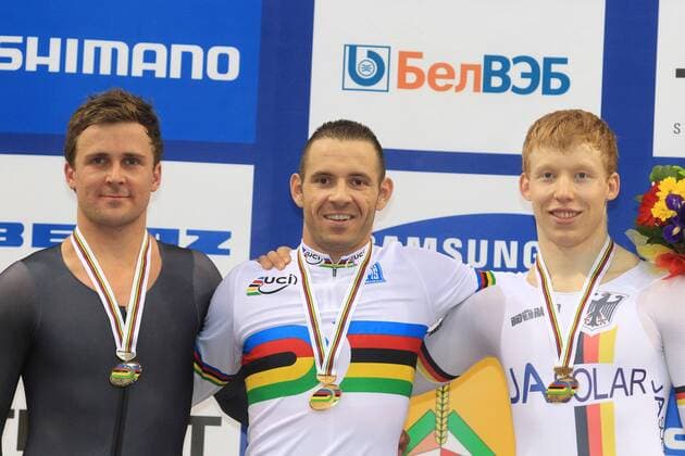 PERVIS FRANCOIS (FRA) - Champion du monde du Kilometre - VAN VEL THOOVEN - EILERS JOACHIM (GER) CYCLISME : Championnats du Monde sur Piste - Minsk - 20 02 2013 PatrickPichon Panoramic 