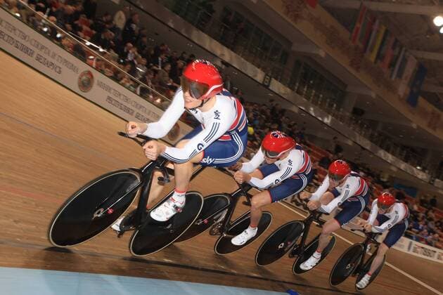 Equipe Britannique : Burke, Clancy, Harrison, Tennant (GBR) CYCLISME : Championnats du Monde sur Piste - Minsk - 20 02 2013 PatrickPichon Panoramic 