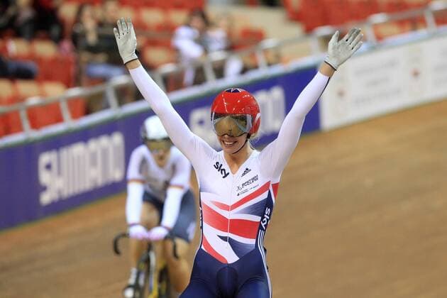 Joie de JAMES Rebecca Angharad (GBR) - Finale - Vitesse Femme CYCLISME SUR PISTE : Championnats du monde - Minsk - 23 02 2013 PatrickPichon Panoramic 