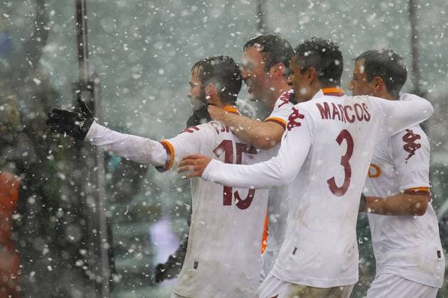 Miralem Pjanic Roma, Goal Celebration - Bergamo, 24.02.2013 - Serie A 2012 2013 - Atalanta Bergamo vs AS Roma - MarcoxBertorello