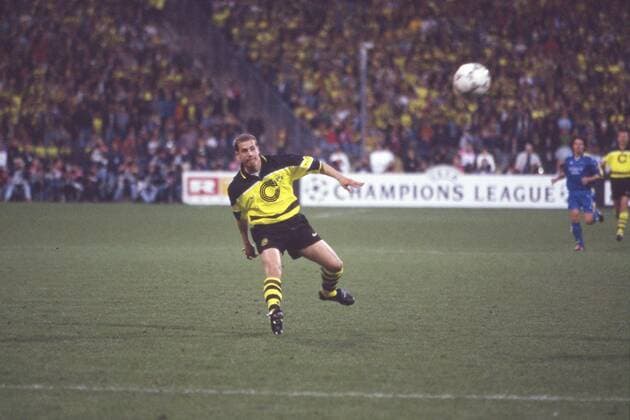 Lars RICKEN (DO) erzielt das Tor zum 3:1, Torschuss, Aktion, QF Fussball Champions League Finale 1997; Borussia Dortmund (DO) - Juventus Turin (Juve) 3:1 am 28.05.1997 Â