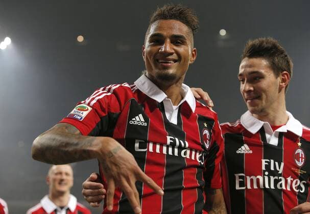 Torjubel Kevin Prince Boateng Milan, Goal Celebration, Milano 2 3 2013 .Stadio S.Siro .Football Calcio 2012 2013 Serie A.Milan Vs Lazio. MarcoxBertorello