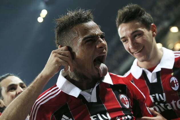 Torjubel Kevin Prince Boateng Milan, Goal Celebration, Milano 2 3 2013 .Stadio S.Siro .Football Calcio 2012 2013 Serie A.Milan Vs Lazio. MarcoxBertorello