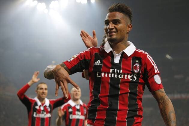 Torjubel Kevin Prince Boateng Milan, Goal Celebration, Milano 2 3 2013 .Stadio S.Siro .Football Calcio 2012 2013 Serie A.Milan Vs Lazio. MarcoxBertorello