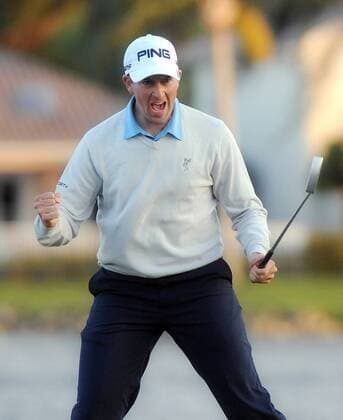 March 3, 2013 - Palm Beach Gardens, FL, USA - Michael Thompson sinks his winning put on the 18th green during the final round of the Honda Classic in Palm Beach Gardens, Florida, Sunday, March 3, 2013. honda classic - ZUMAm67