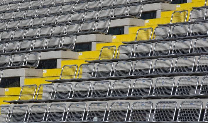 Football: Germany, 2. Bundesliga Stadium of VfR Aalen, Scholz Arena, stands, Sitz, Sitzplatz, seat, seats, Reihe, Sitzreihe, Sitzreihen, Sitzplaetze, row, rows, Struktur, structure,