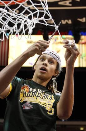 March 11, 2013 - Dallas, TX, USA - Baylor Bears center Brittney Griner (42) cuts off a piece of net after the teamÃªs 75-47 win over Iowa State in the women s Big 12 Championship game in Dallas, Texas, Monday, March 11, 2013. Baylot vs. Iowa State - ZUMAm67