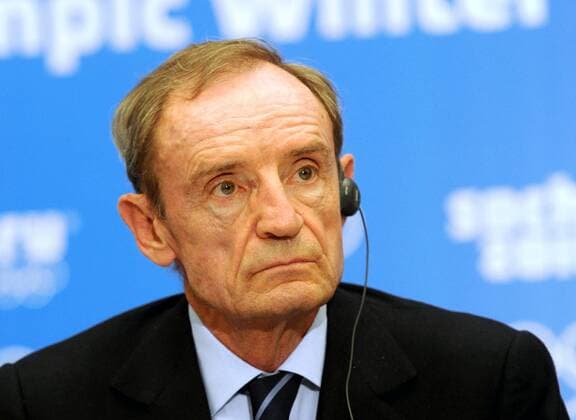 ITAR-TASS: SOCHI, RUSSIA. MARCH 13, 2013. Jean-Claude Killy, chairman of the IOC coordination commission, at a press conference following ninth visit of IOC Coordination Commission to Sochi.  RE1163DA