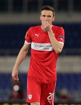 Enttäuschung Stuttgart, Christian Gentner (VfB) . SS Lazio Roma - VfB Stuttgart . Rom, GER, 14.03.2013 , Fussball-Europa League 2012-2013 , Achtelfinale Rückspiel .