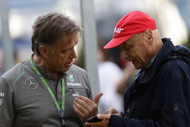Wolfgang Schattling, Niki Lauda (Mercedes GP) GP Australien 2013 Formel 1 Grand Prix Australien 2013