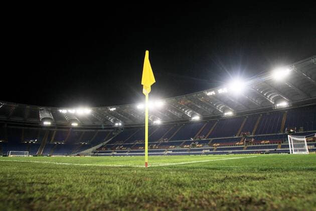 Das leere Olympiastadion in Rom - SS Lazio Rom, 14.03.2013, Fussball-Europa League 2012-2013, Achtelfinale Rückspiel.