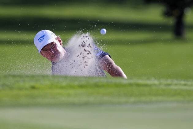 March 21, 2013 - Orlando, Florida, U.S - ERNIE ELS chips out of a sand trap on the 15th hole during the first round of the Arnold Palmer Invitational at the Bay Hill Club and Lounge in Orlando, Fl. Golf 2013 - Arnold Palmer Invitational - First Round  - ZUMAr11