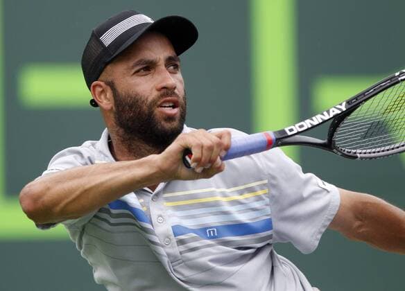 March 22, 2013 - Key Biscayne, FL, USA - James Blake returns a shot in the men s singles second round at the Sony Open Tennis, in Key Biscayne, Florida, Friday, March 22, 2013. Sony Open - ZUMAm67