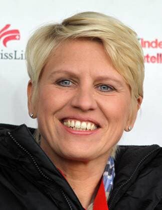 05.04.2012, EM 2013 Qualifikation, Schweiz - Deutschland v.l. Managerin Doris Fitschen (Deutschland)