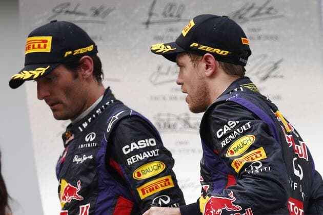Motorsports: FIA Formula One World Championship 2013, Grand Prix of Malaysia, 2 Mark Webber (AUS, Infiniti Red Bull Racing), 1 Sebastian Vettel (GER, Infiniti Red Bull Racing), xHOCHxZWEIx