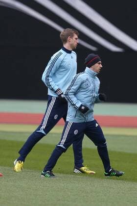 24.03.2013 - Fussball - DFB Deutsche Nationalmannschaft - WM-Qualifikation - Training - MaWi - Per Mertesacker (17, Deutschland, links) und Philipp Lahm (16, Deutschland, rechts)