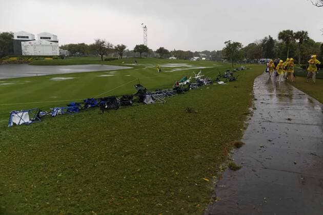 March 24, 2013 - Orlando, Florida, U.S - Chairs fallen over from the heavy winds on 18th hole during the rain delay on the final round of the Arnold Palmer Invitational at the Bay Hill Club and Lodge. Golf 2013 - Arnold Palmer Invitational - Final Round  - ZUMAr11