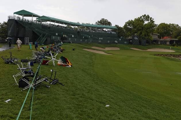 March 24, 2013 - Orlando, Florida, U.S - Chairs fallen over from the heavy winds on 18th hole during the rain delay on the final round of the Arnold Palmer Invitational at the Bay Hill Club and Lodge. Golf 2013 - Arnold Palmer Invitational - Final Round  - ZUMAr11