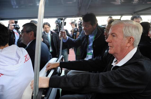 Chief of the International Olympic Committee (IOC) evaluation commission for the 2020 Olympic and Paralympic Games, Craig Reedie(R) leaves the Ataturk Olympic Stadium after a visit to the Olympic site on March 24, 2013 in Istanbul. The International Olympic Committee (IOC) Evaluation Commission started its final inspection of istanbul on Sunday after previously assessing the rivals bids of Tokyo and Madrid. (Xinhua Ma Yan) TURKEY-ISTANBUL-OLYMPIC BID 