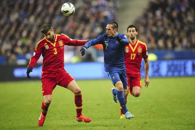Franck Ribery (France) - Gerard Pique (ESP) FOOTBALL: France - Spain. Qualifications - 26 03 2013 xJBxAutissierx 