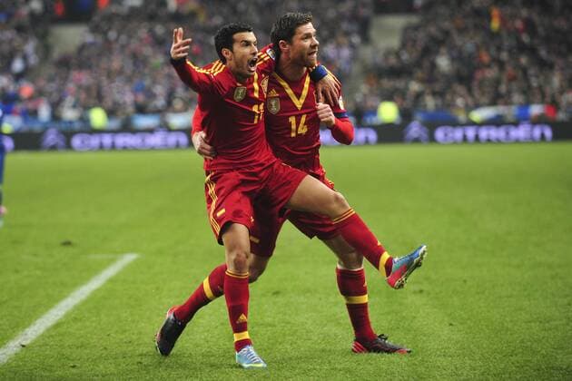 joie de Pedro Rodriguez Ledesma (Espagne) apres son but - Xabi Alonso FRA vs ESP JBAutissier Panoramic 