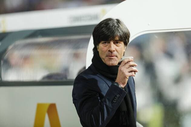 DFB Bundestrainer Joachim Jogi LÖW , Portrait, Porträt Trainer, Coach, Einzelbild, Freisteller, Geste, Gestik, Mimik , trinkt Cafe, lacht, lächelt, lachend, smile, froh, happy, Fussball WM Quali 2014 DFB DEUTSCHLAND - KASACHSTAN (4- 1) Deutsche Fussball Nationalmannschaft DFB, WM-Qualifikationsspiel, am 26.03.2013 in Nürnberg, GER