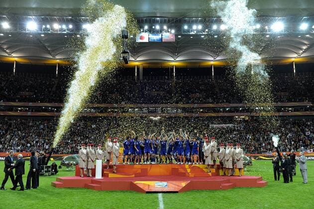 17.07.2011, WM 2011 Finale, USA - Japan v.l. Weltmeister Japan FOTO HUEBNER MOSCHITZ
