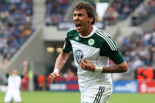 14.05.2011, 1.Bl, 1899 Hoffenheim - VfL Wolfsburg Mario Mandzukic (VfL Wolfsburg) bejubelt seinen Treffer zur 1:2 Führung.
