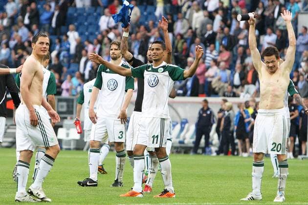 14.05.2011, 1.Bl, 1899 Hoffenheim - VfL Wolfsburg Wolfsburger Jubel in Hoffenheim.