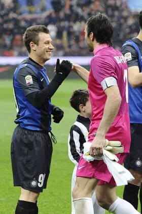 Milano 30 03 2013 - Serie A Inter Mailand - Juventus Turin; Antonio Cassano-Gianluigi Buffon 
