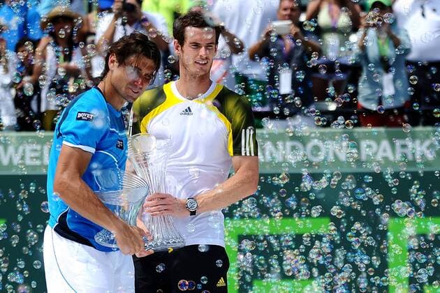 David Ferrer (ESP) Andy Murray (GBR) TENNIS : Sony Open in Miami - ATP Tennis Herren - 31 03 2013 virginiebouyer tennismag panoramic 