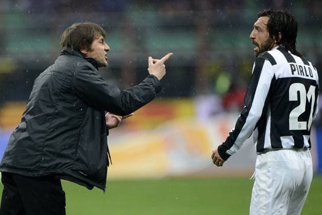 Gc Milano 30 03 2013 - campionato di calcio serie A Inter-Juventus foto Giuseppe Celeste Image Sport nella foto: Antonio Conte-Andrea Pirlo 