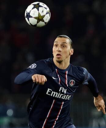 Paris , Fußball Champions League Viertelfinale Hinspiel Paris Saint-German vs. FC Barcelona Zlatan Ibrahimovic ( Paris )