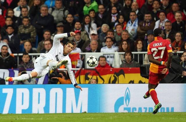 UEFA Champions League Quarter Final first leg match between Real Madrid and Galatasaray at Estadio Santiago Bernabeu on April 3, 2013 in Madrid, Spain. Match Scored: Real Madrid 3 - Galatasaray 0 Pictured: Cristiano Ronaldo of Real Madrid. 