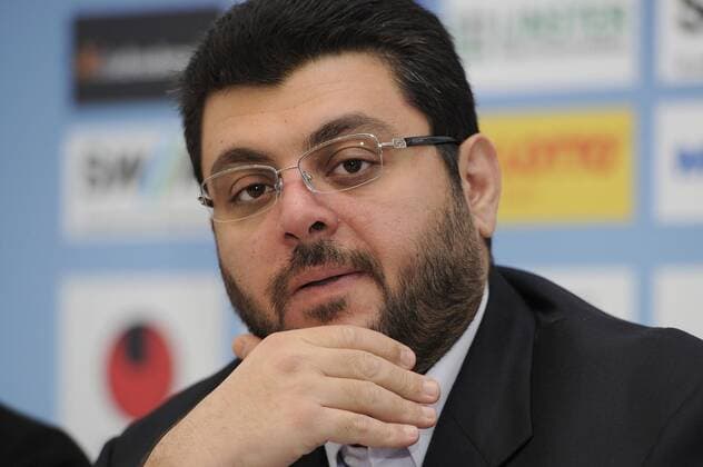 Loewen Gesellschafter und Investor Hasan Ismaik,Einzelbild,angeschnittenes Einzelmotiv.Portraet,Portrait,Porträt. Pressekonferenz:Gesellschafter TSV 1860 Muenchen berichten ueber Ergebnisse von Gespraechen. TSV 1860 Muenchen,2.Bundesliga,Liga2,Pressetermin am 05.04.2013.