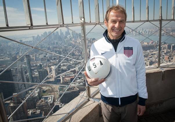 April 5, 2013 - Manhattan, New York, U.S. - U.S. Men s National Team Head Coach JURGEN KLINSMANN as U.S. Soccer current and former players and coaches light and tour the Empire State Building to commemorate the 100th anniversary of the U.S. Soccer Federation, Friday, April 5, 2013. The Empire State Building Celebrates U.S. Soccer Federation 100th Anniversary - ZUMAb09