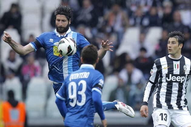 Juan Fernando Sforzini Pescara, Federico Peluso Juventus, Torino 6 4 2013 .Juventus Stadium.Football Calcio 2012 2013 Serie A.Juventus Vs Pescara.Foto Marco Bertorello Insidefoto MarcoxBertorello